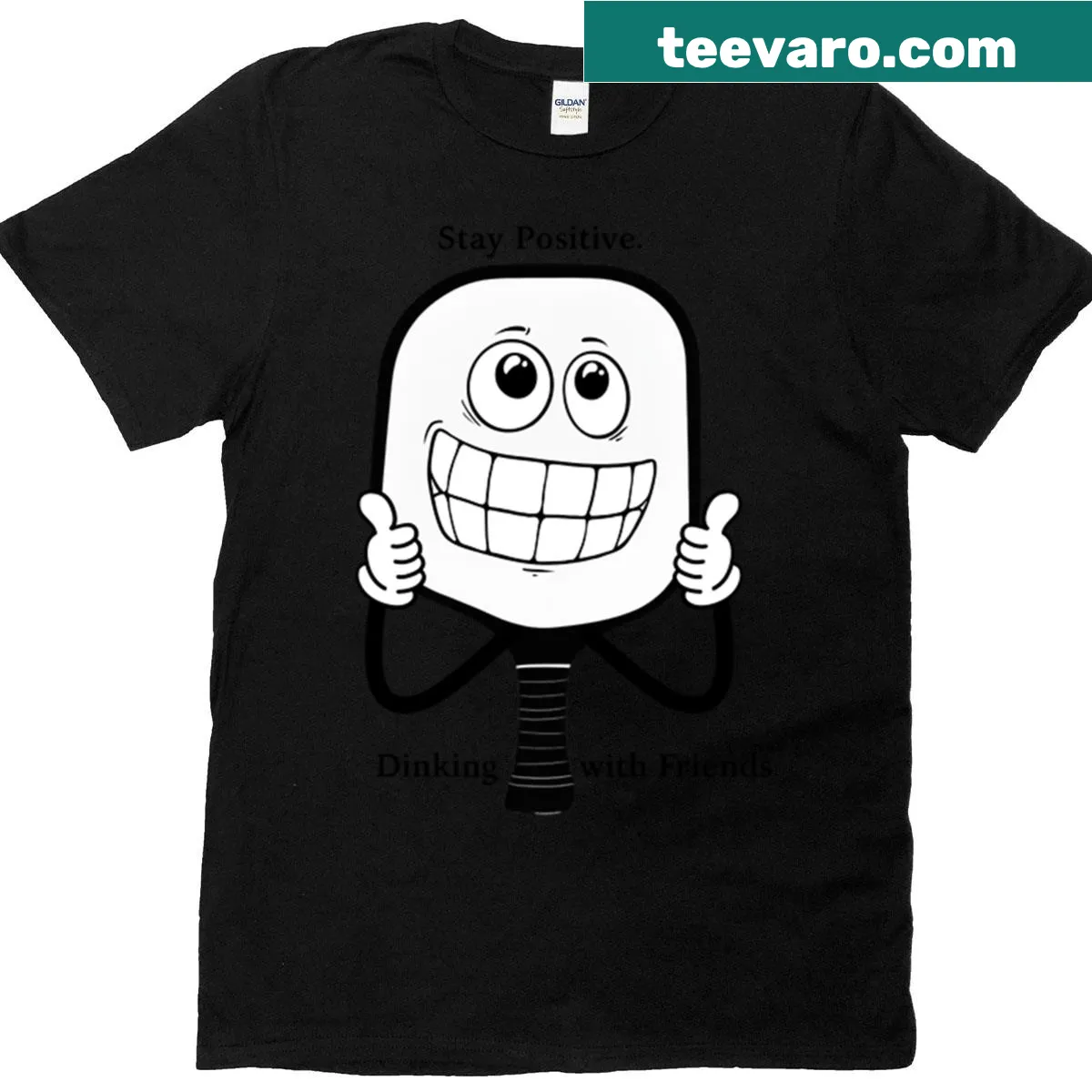 Paddle graphic with 'Stay Positive' text on a T-shirt — on a men's t-shirt