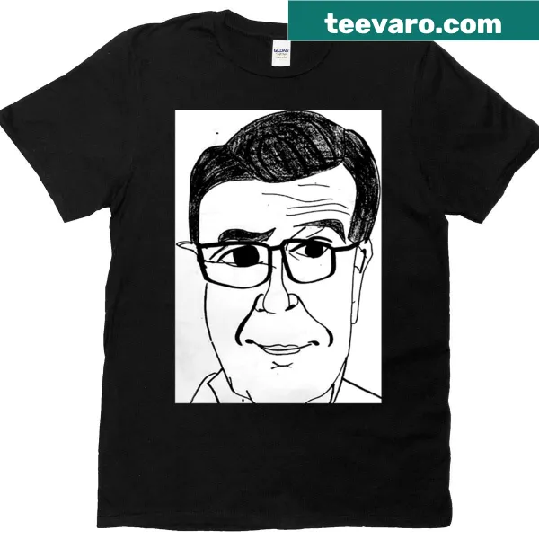Caricature of Stephen Colbert on a t-shirt