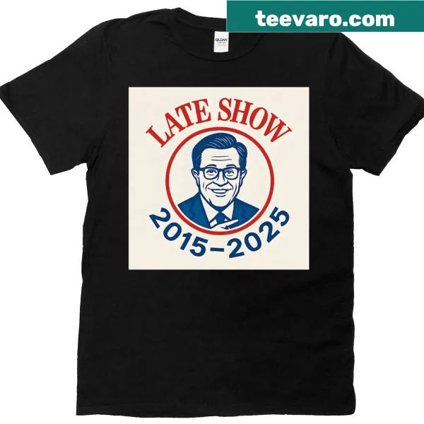 T-shirt celebrating Stephen Colbert and The Late Show from 2015 to 2025