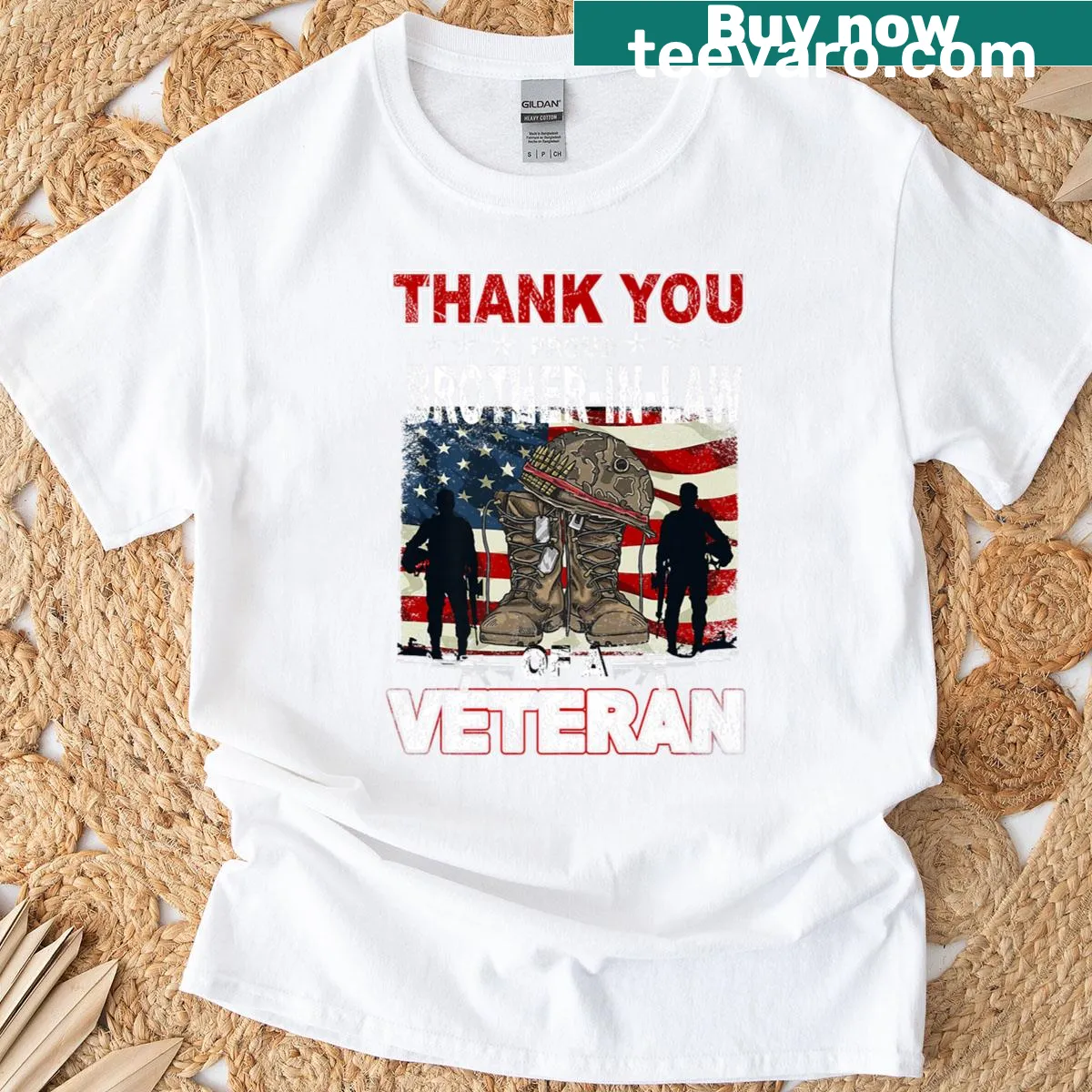U.S. flag graphic T-shirt honoring veterans — on a men's t-shirt