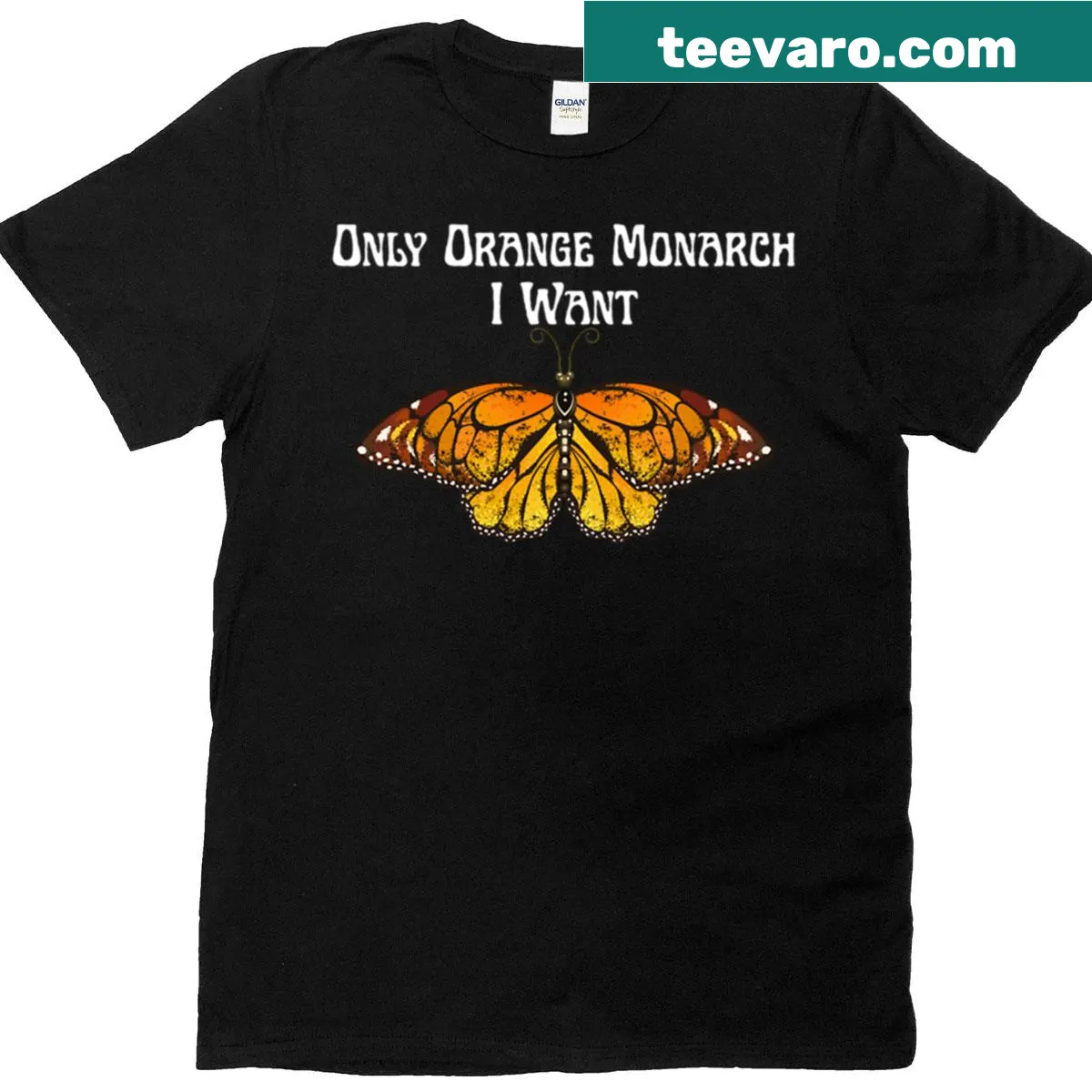 Illustration of an orange monarch butterfly on a t-shirt — on a men's t-shirt