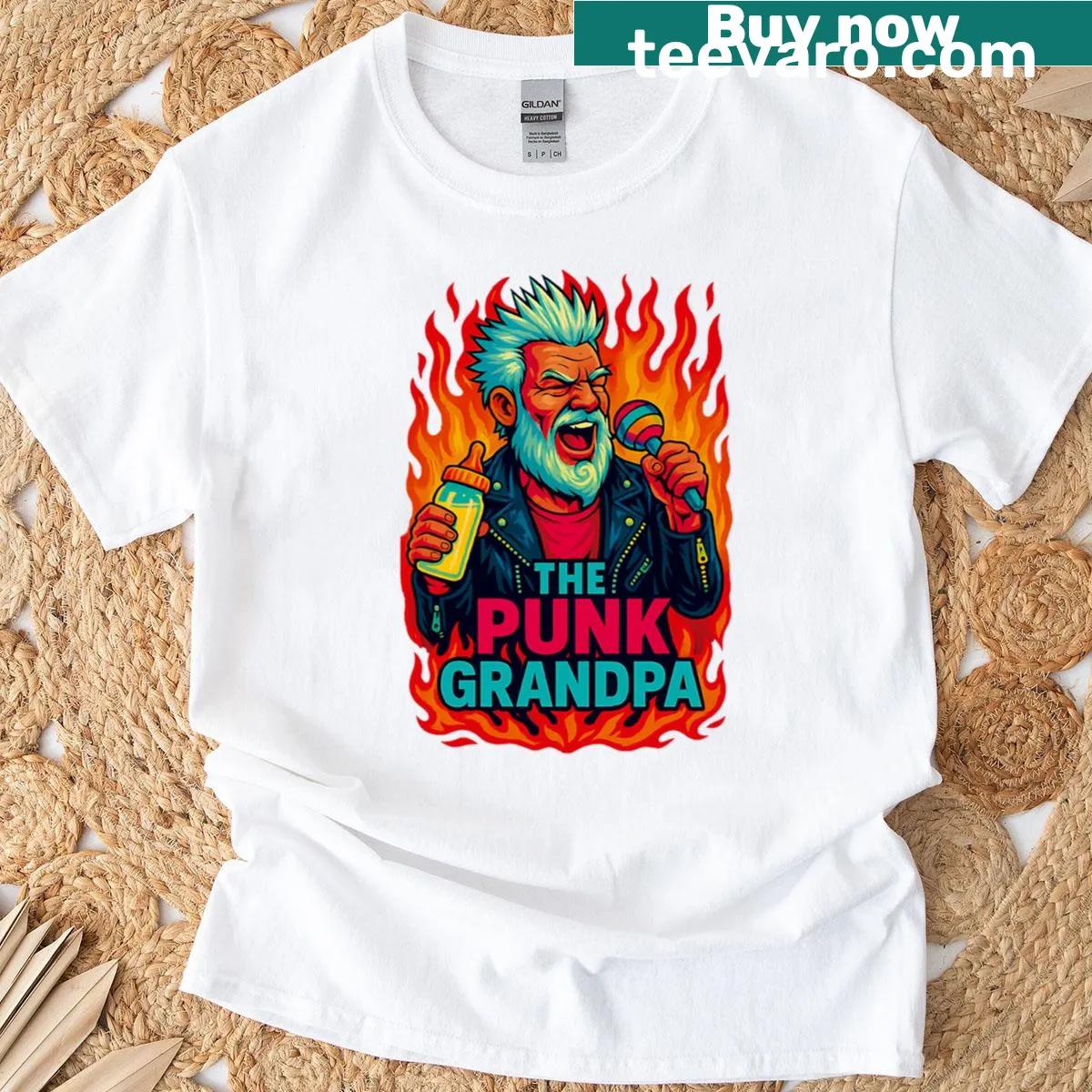 Funny punk grandpa design t-shirt for grandfathers — on a men's t-shirt