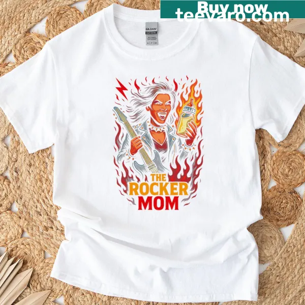 Funny t-shirt for rocker moms with playful cartoon design