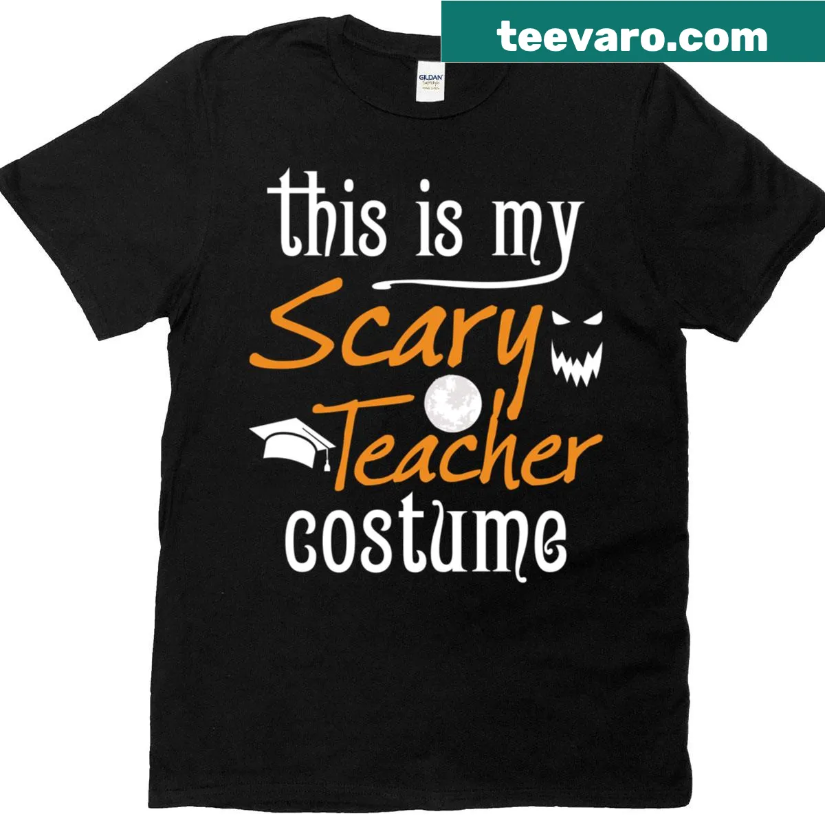 Funny Halloween teacher t-shirt with the text This Is My Scary Teacher Costume — on a men's t-shirt