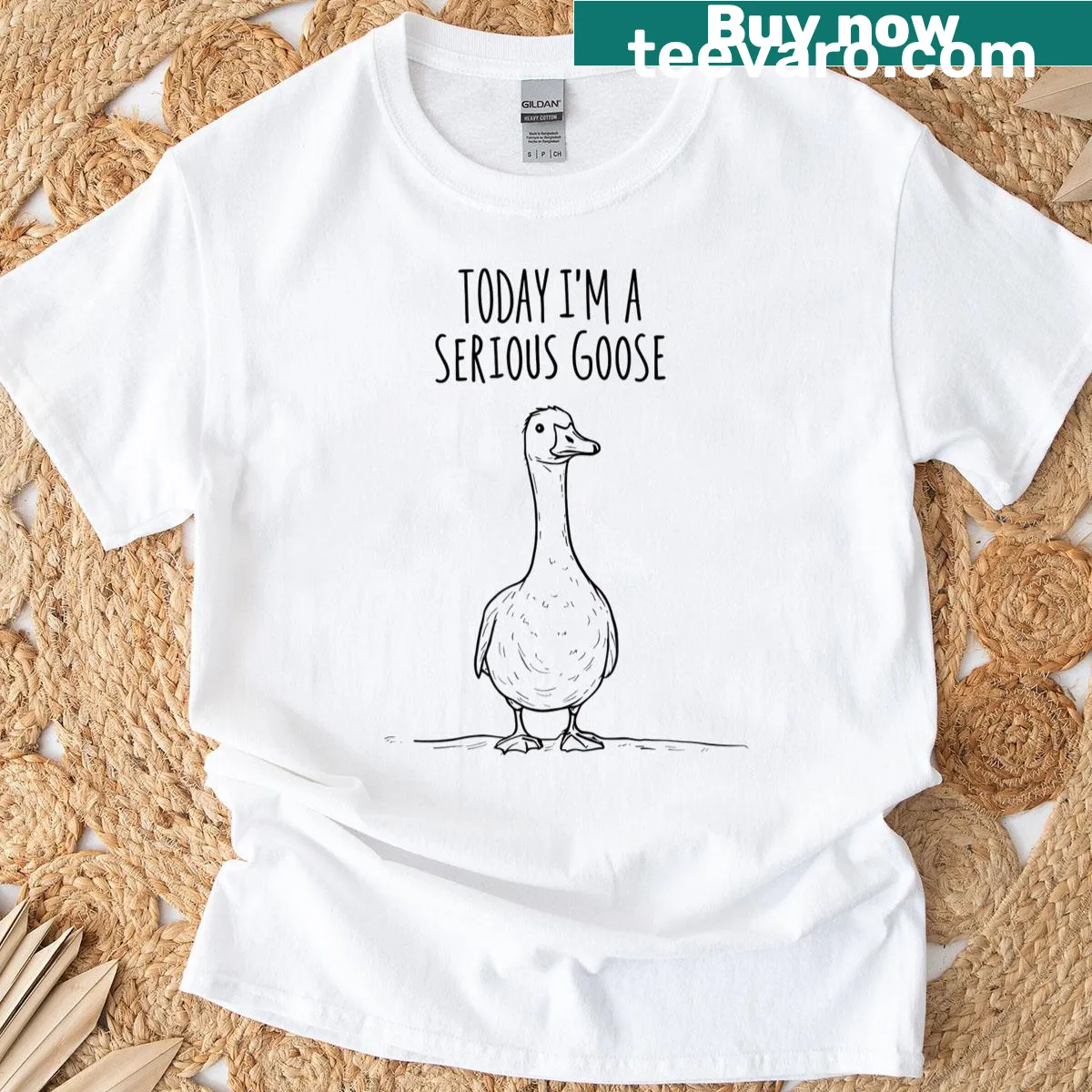 Minimalist funny quote t-shirt saying Today I'm a Serious Goose — on a men's t-shirt