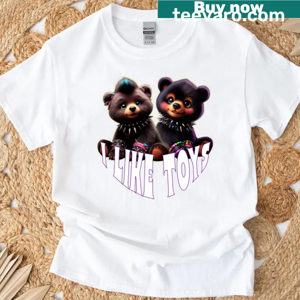 Illustration of teddy bears in spiked collars on a t-shirt