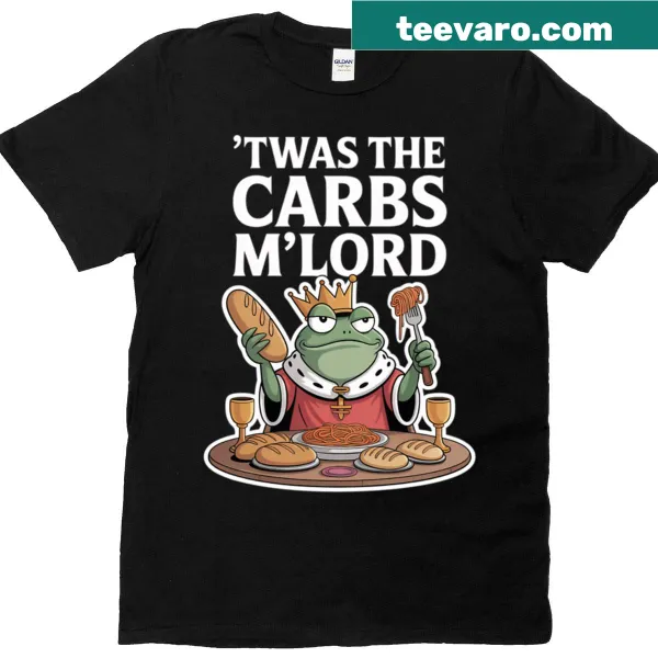Funny frog meme t-shirt with text about carbs.