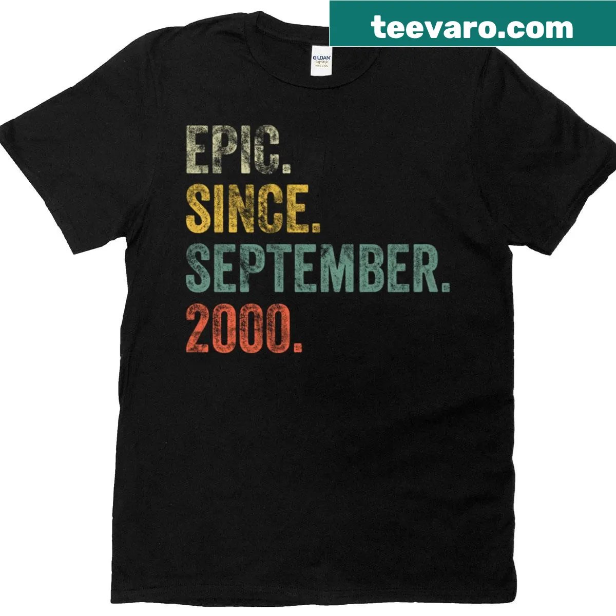 Vintage T-shirt celebrating a 25th birthday since 2000 — on a men's t-shirt