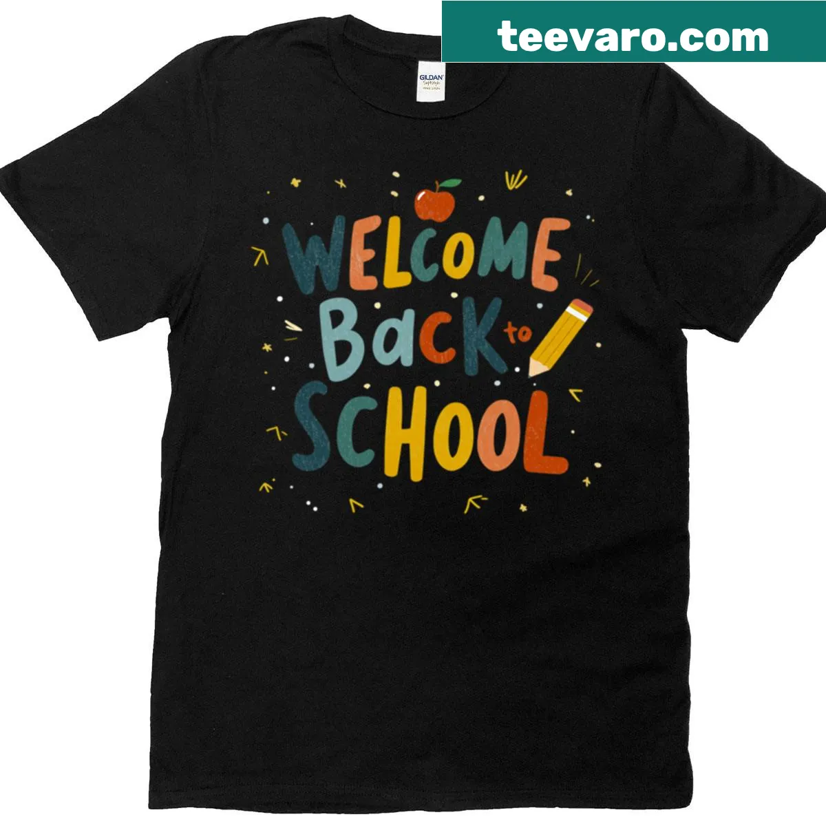 Oversized t-shirt with 'Welcome Back To School' text design — on a men's t-shirt