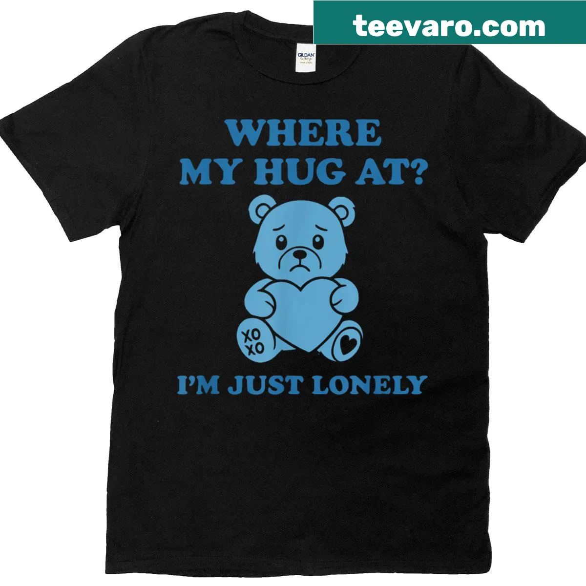 Cute sad bear graphic t-shirt for Valentine’s Day. — on a men's t-shirt