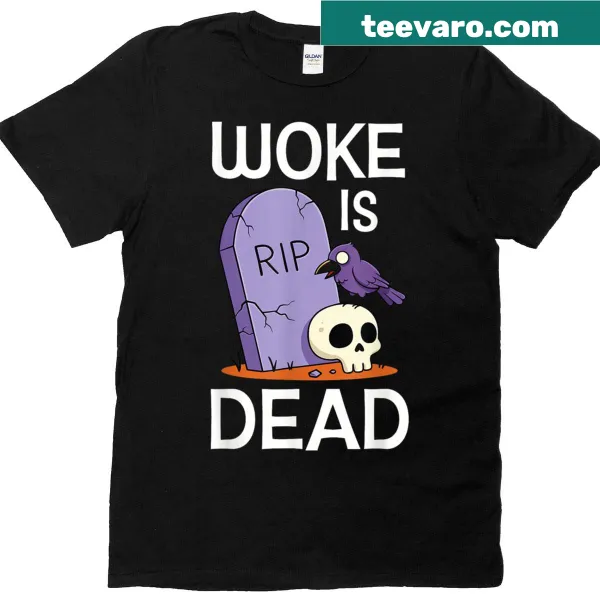 Funny cartoon t-shirt with satirical text about being woke.