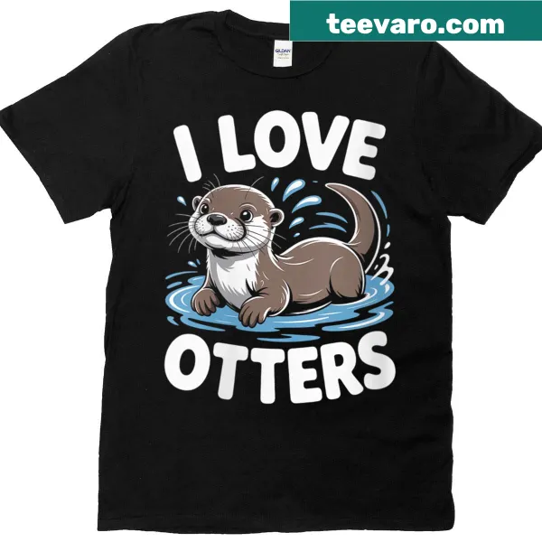 Women's T-shirt with cute otter illustration for animal lovers