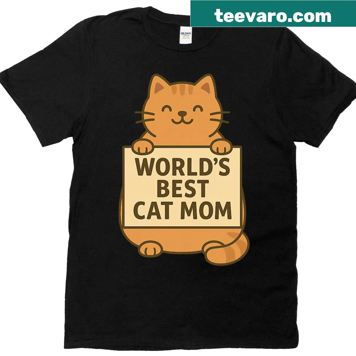 Cute cartoon kitty graphic on a t-shirt for cat lovers — on a men's t-shirt