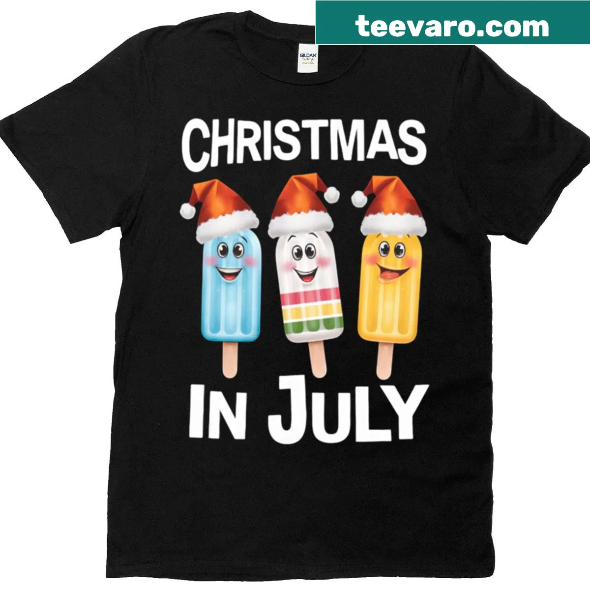 Cute Santa popsicles graphic on kids T-shirt — on a men's t-shirt