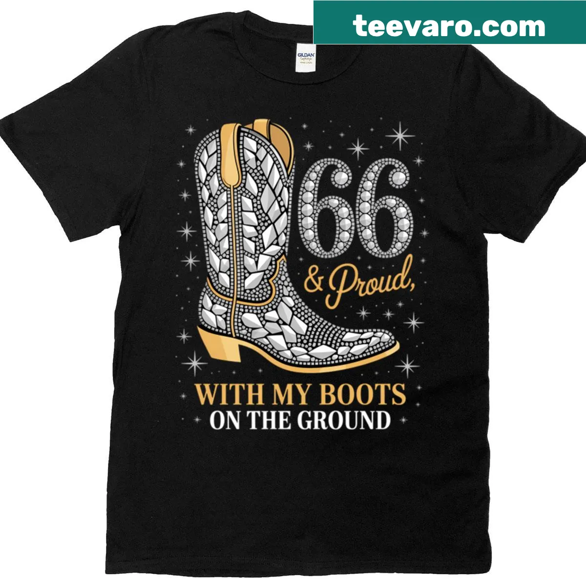 Birthday T-shirt for men turning 66 with proud message — on a men's t-shirt