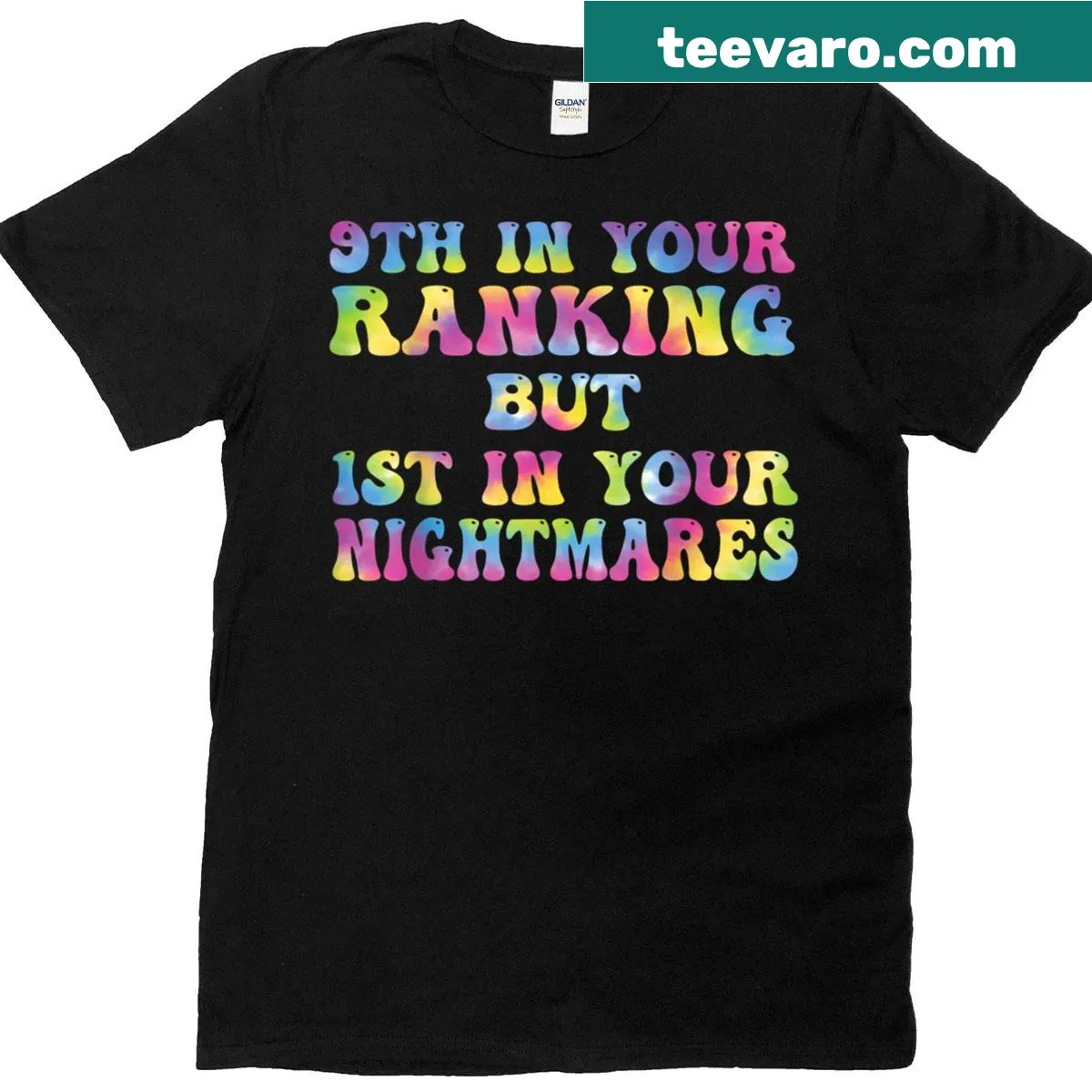 Sarcastic text t-shirt with a humorous saying about rankings and nightmares. — on a men's t-shirt