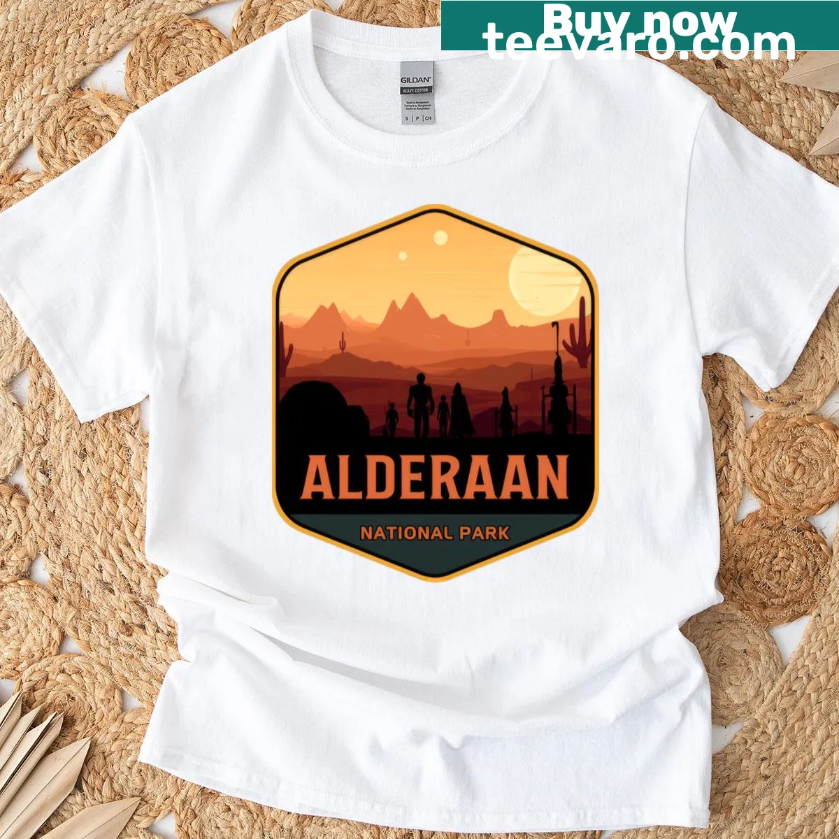 Illustration of Alderaan National Park for hiking and camping — on a men's t-shirt