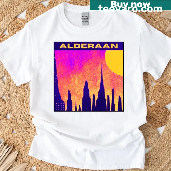 Alderaan Outrun T-shirt featuring playful sci-fi design
