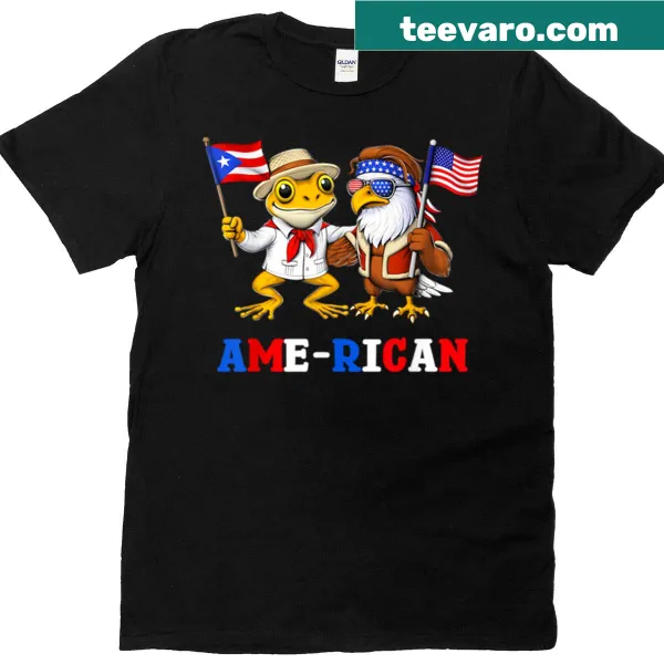 Oversized T-shirt featuring Puerto Rican and American flags