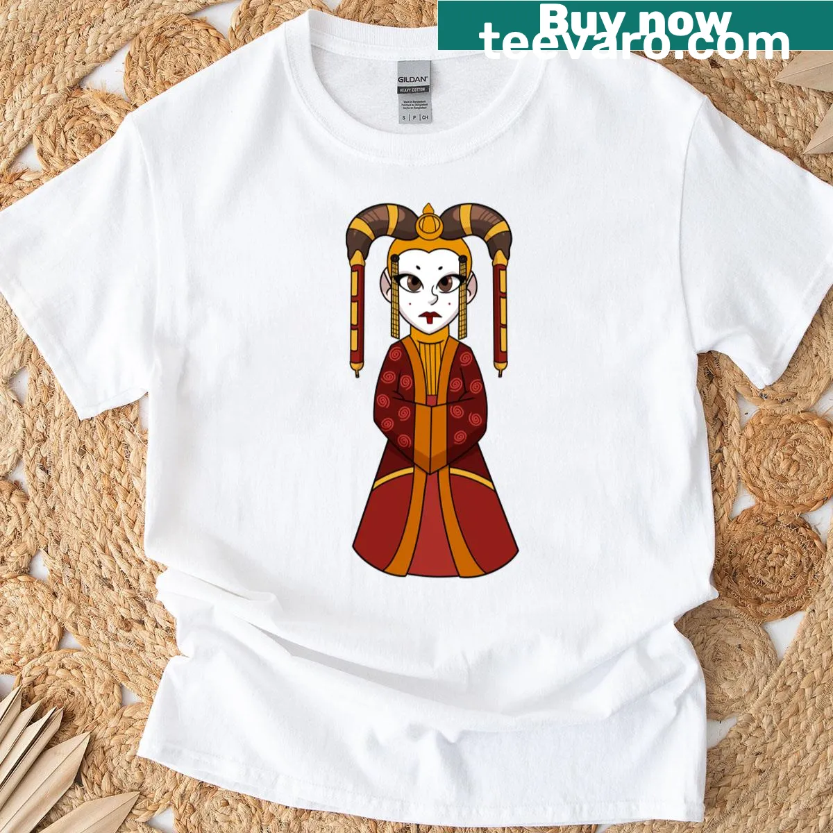 Amidala Senate T-shirt featuring bold text and intergalactic theme — on a men's t-shirt
