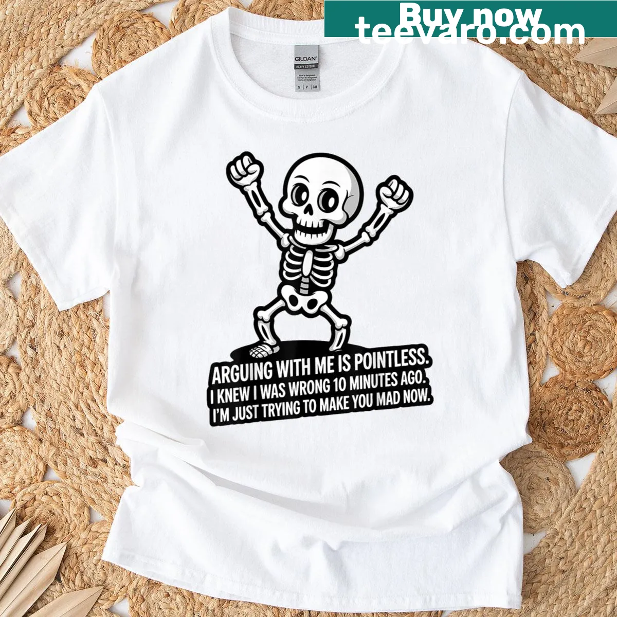 Funny skull graphic T-shirt with sarcastic text — on a men's t-shirt