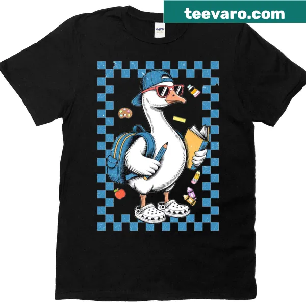 Cute goose illustration for kids' first day of school shirt.