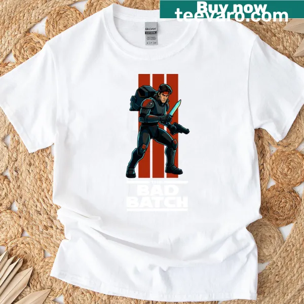 Graphic T-shirt featuring Hunter from Bad Batch in an intense pose