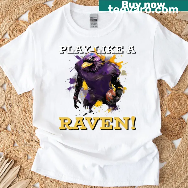 Baltimore Ravens T-shirt with 'Play Like A Raven' text and player number 56