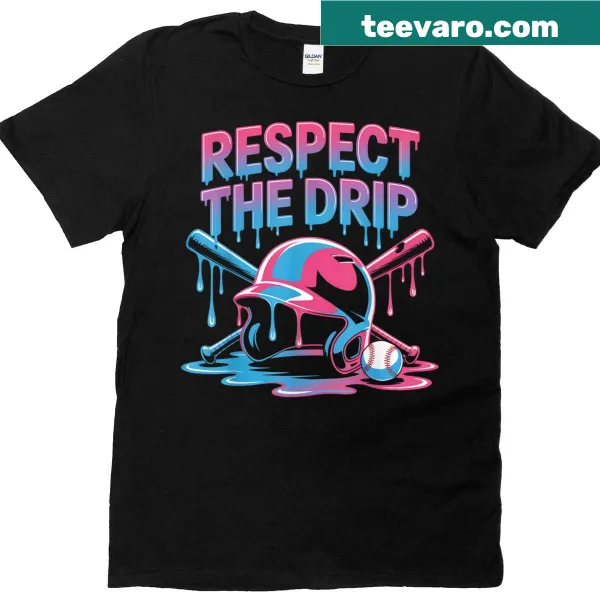 Colorful baseball and ice cream drip design for kids' t-shirt.