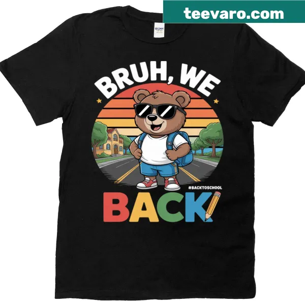 Playful bear student graphic on a back-to-school t-shirt