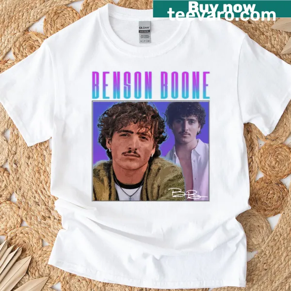 Retro design graphic on Benson Boone T-shirt