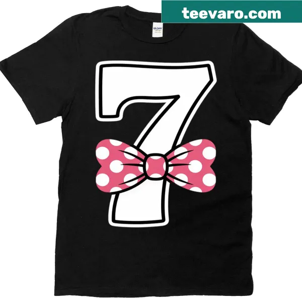Cute birthday t-shirt for girls with pink bow illustration