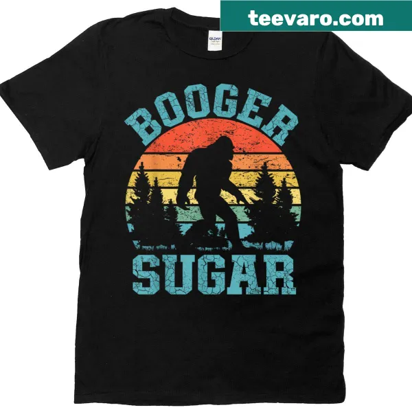 Funny Sasquatch graphic tee featuring the phrase Booger Sugar
