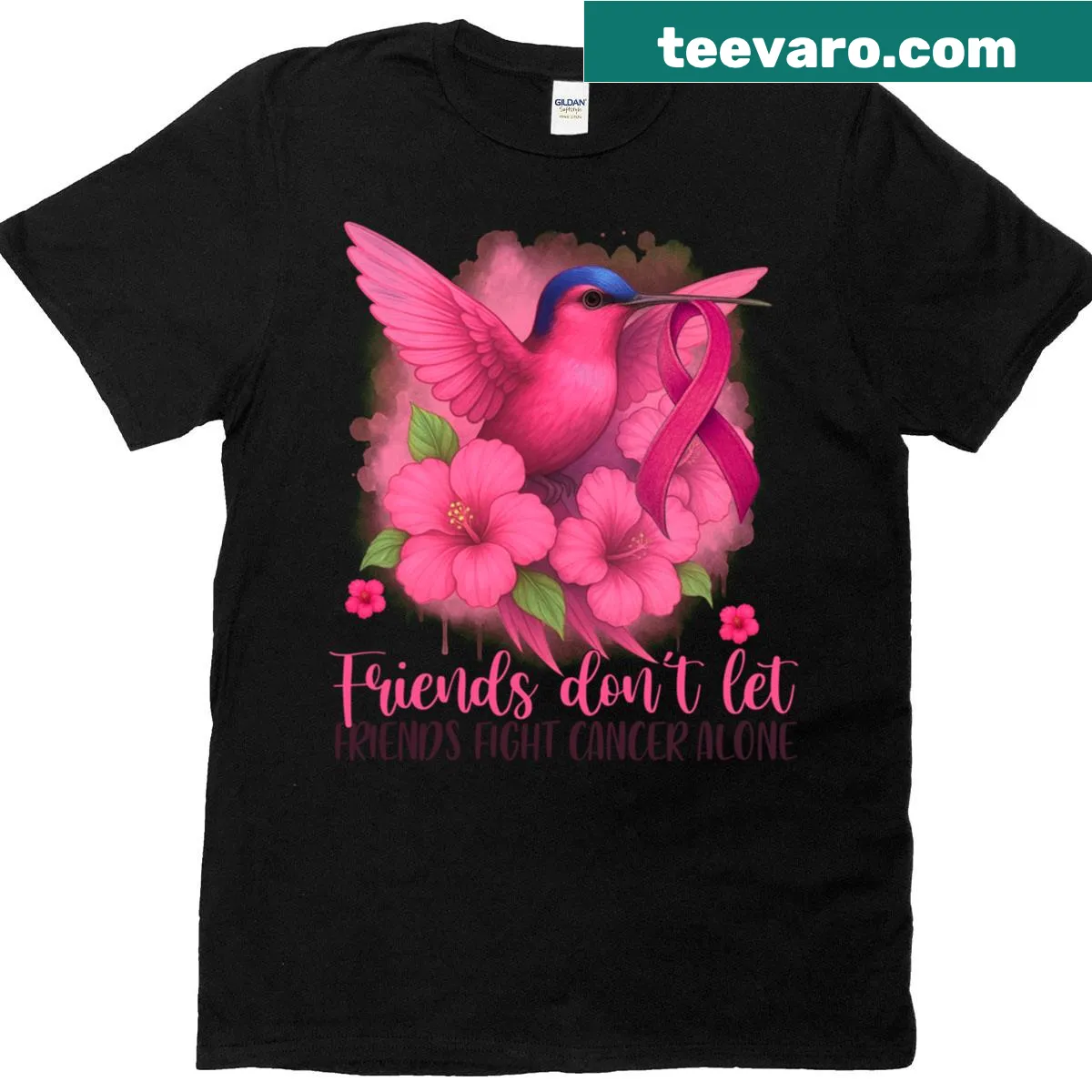 Breast cancer awareness t-shirt with supportive message — on a men's t-shirt