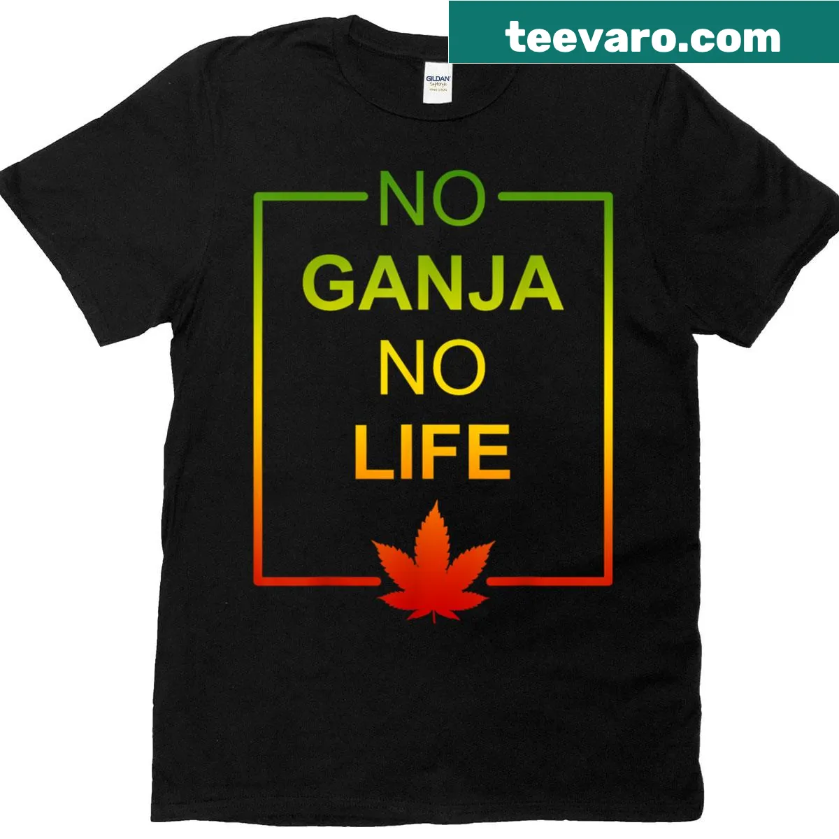 T-shirt with cannabis phrase framed in design — on a men's t-shirt