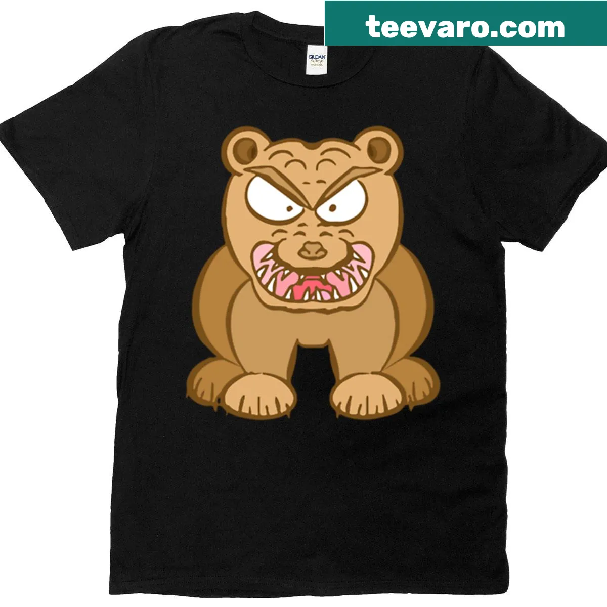 Cartoon bear yelling in frustration on a T-shirt design — on a men's t-shirt
