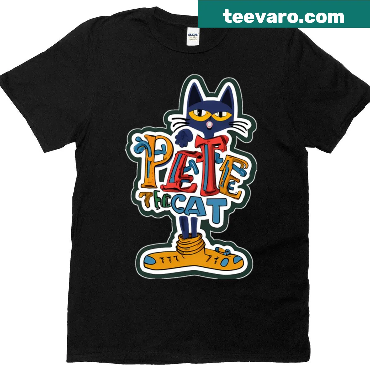 Vintage-inspired cartoon cat graphic T-shirt — on a men's t-shirt