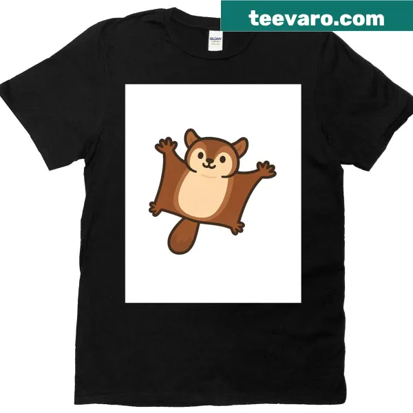T-shirt featuring a cartoon flying squirrel graphic
