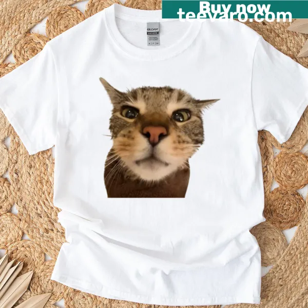 Illustration of a cat taking a bath on a t-shirt.