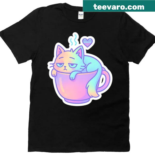 Oversized t-shirt with a charming cat cafe illustration