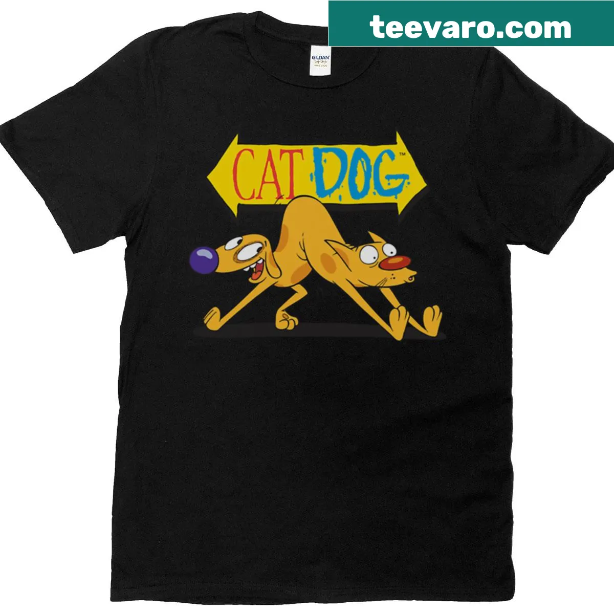T-shirt featuring the title graphic from the Catdog show — on a men's t-shirt