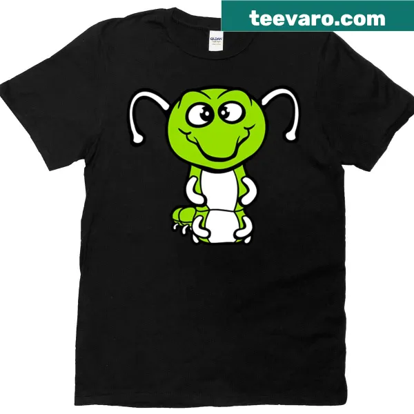 Happy cartoon caterpillar graphic on a cute insect t-shirt