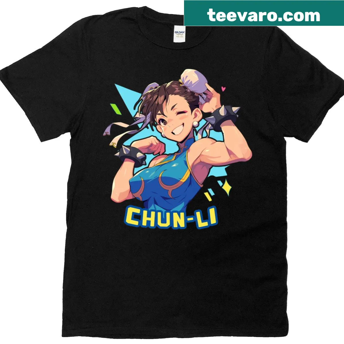 Illustration of Chun Li character from video games — on a men's t-shirt