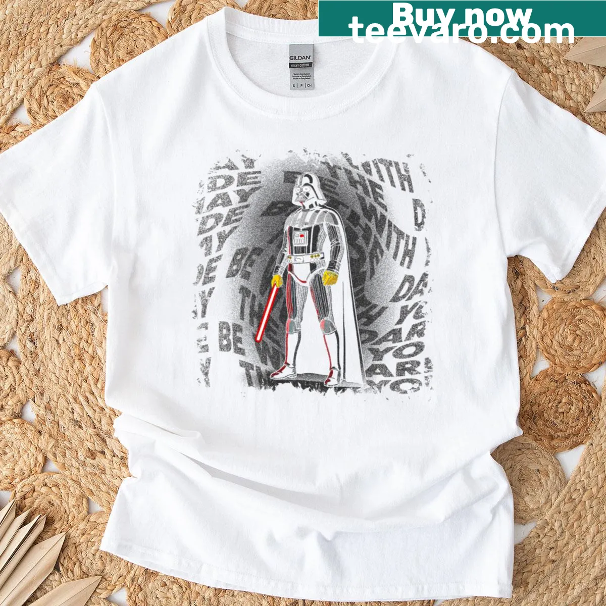 Cartoon-style Dark Side Drip Vader t-shirt with retro design — on a men's t-shirt
