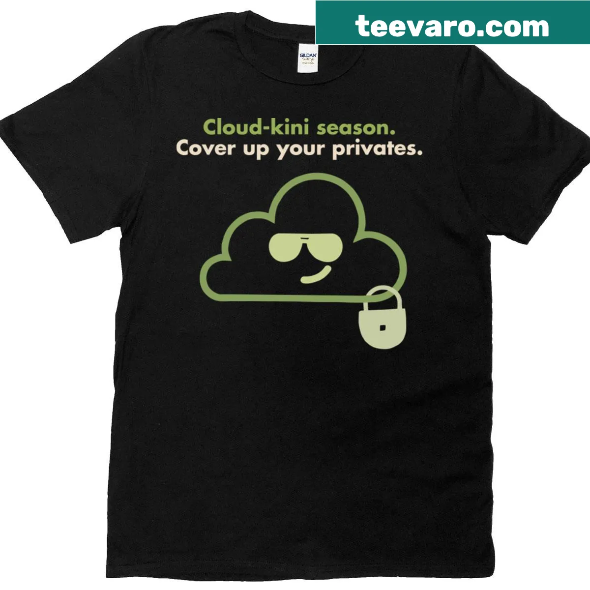 Playful T-shirt with a whimsical 'Cloud-kini Season' graphic — on a men's t-shirt