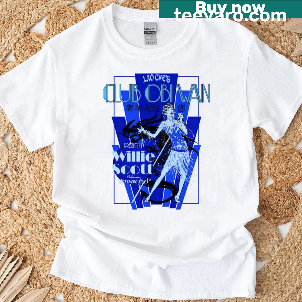 Vintage-style T-shirt featuring a mojito and Club Obi Wan design — on a men's t-shirt