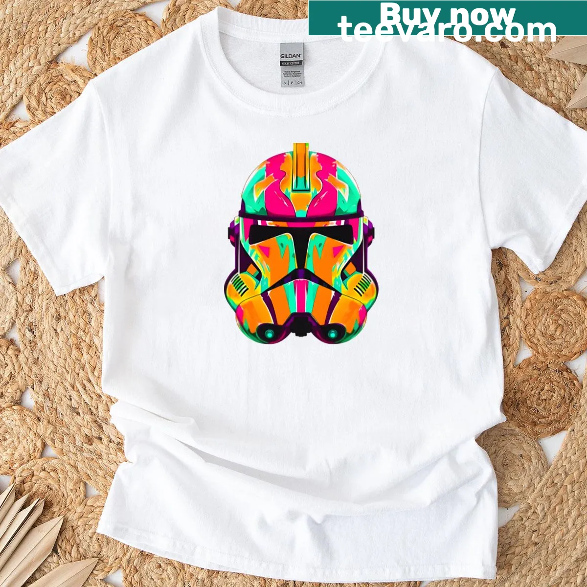 Playful clone graphic T-shirt design inspired by sci-fi — on a men's t-shirt