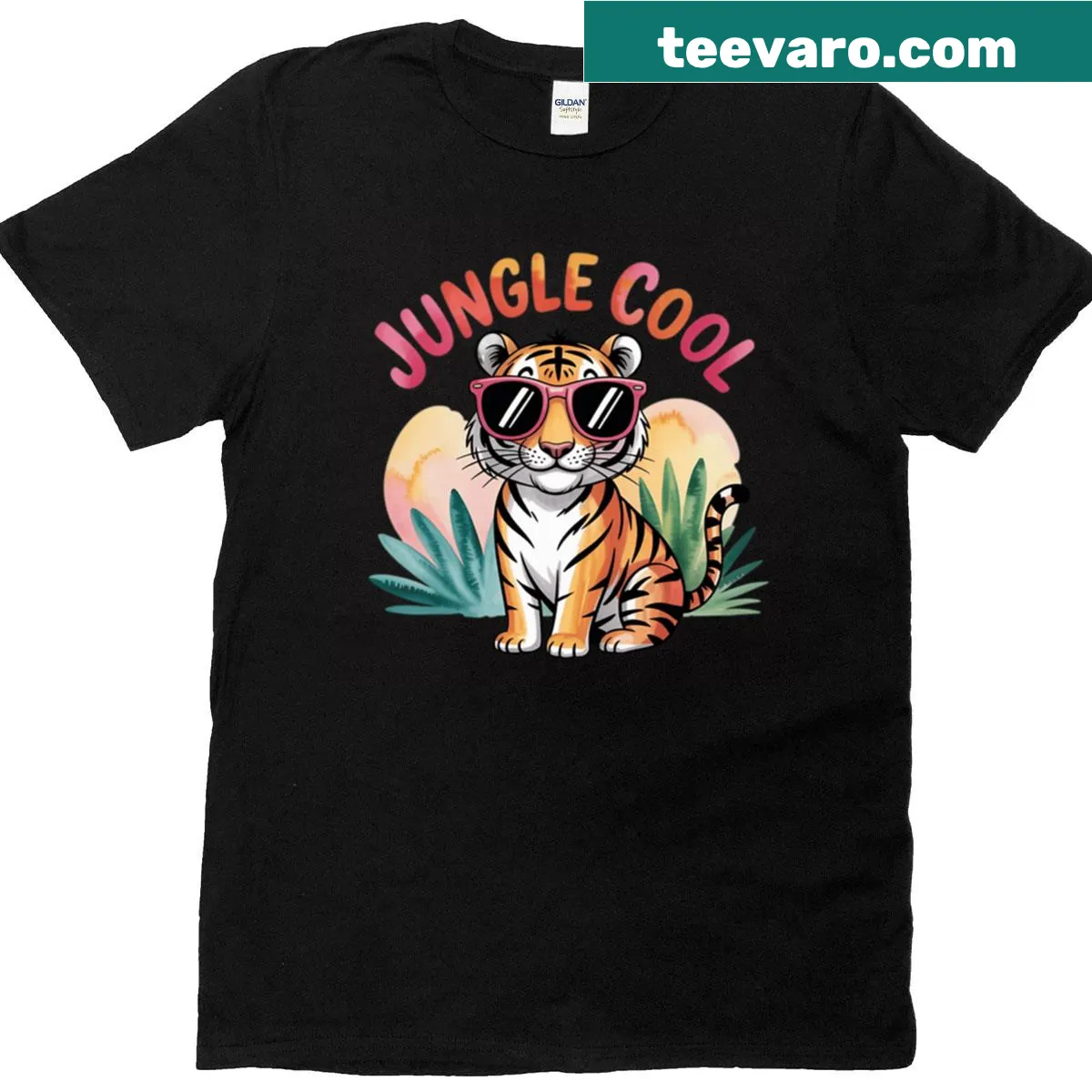 T-shirt featuring a cute cartoon tiger design. — on a men's t-shirt