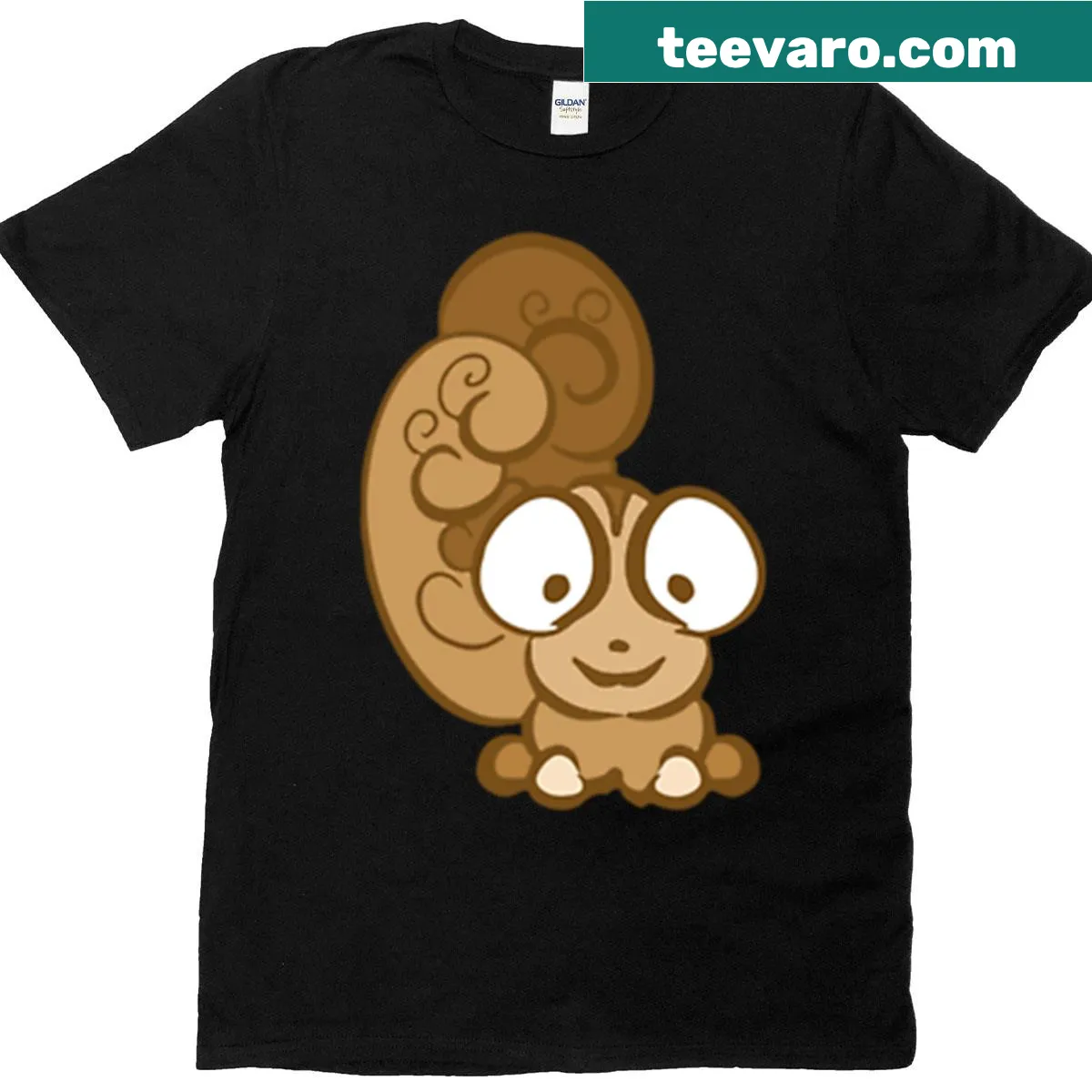 Happy T-shirt featuring a cute cartoon squirrel design — on a men's t-shirt