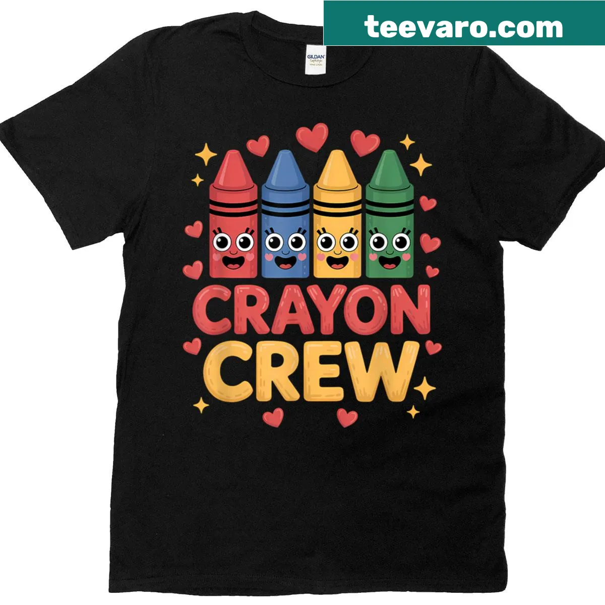 Illustrated t-shirt with crayon art and heart graphic for kids — on a men's t-shirt